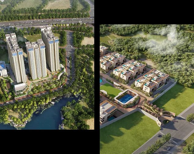 Aerial view of sustainable community